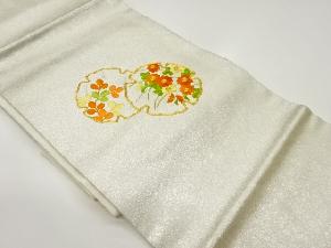 金駒刺繍雪輪に菊・萩模様名古屋帯